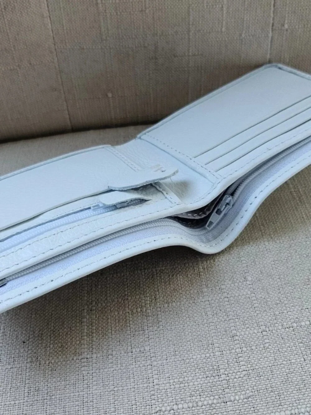 White Billfold Handmade Wallet Bifold Card Holder Purse Genuine Leather Purse